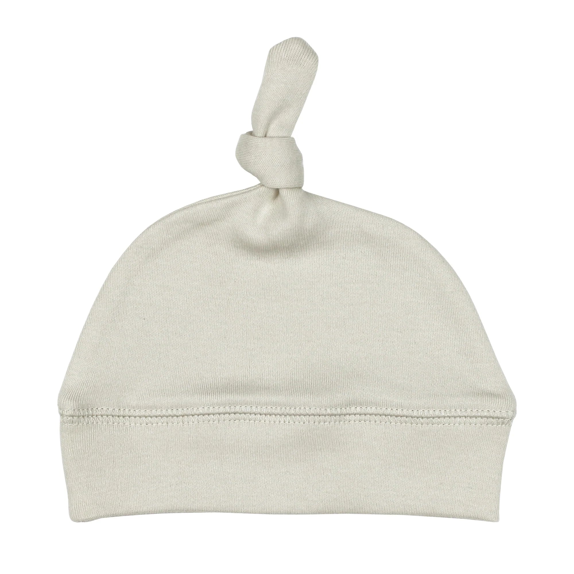 Beige Topknot Cotton Hat