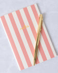Pink Striped Notebook with Contrast Color