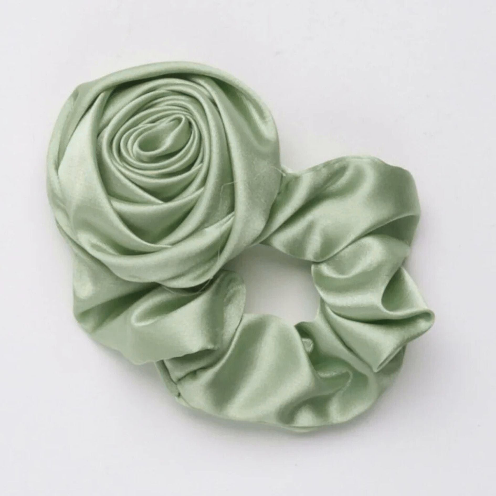 Sage Silk Rose Hair Scrunhie