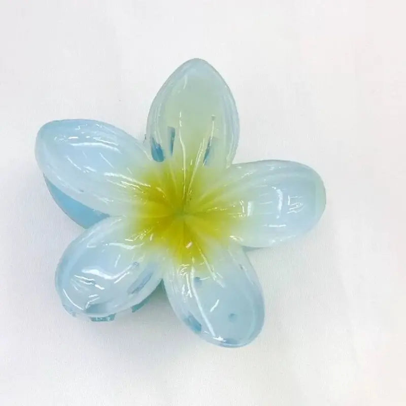 Blue Hawaiian Flower Hair Clips