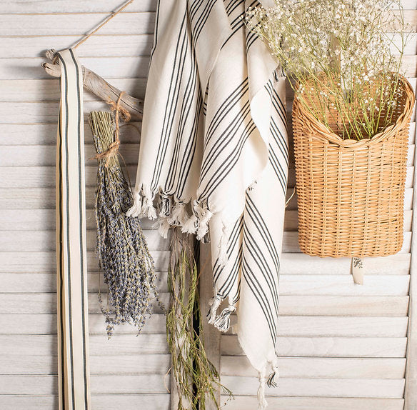 Turkish Beach Towel - Black Stripe