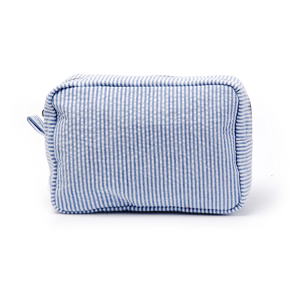 Blue Seersucker Stripes Zipper Pouch